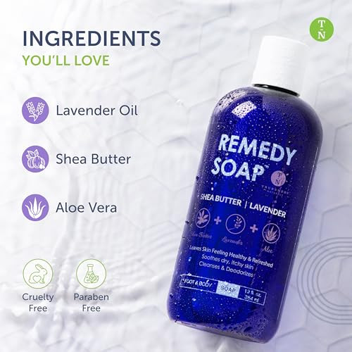Truremedy Naturals Body Wash 2-Pack (12 Oz Each) Natural Antifungal Shower Gels - Tea Tree & Peppermint And Lavender