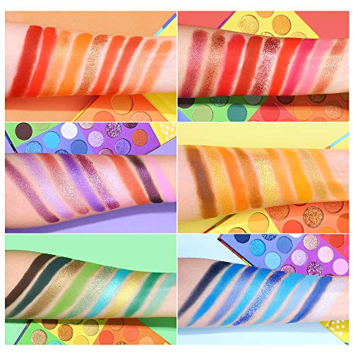 Ucanbe 54 Colors Splashy Candies Eyeshadow Palette Highly Pigmented Matte Shimmer Soft Creamy Glitter Rainbow Bright Powder Eye Shadow Blendable Waterproof Long Lasting Makeup Pallet