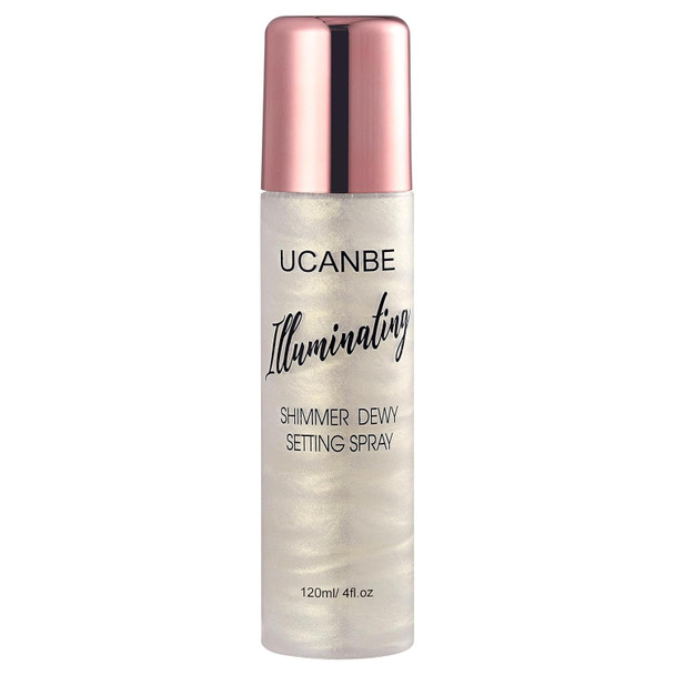 Ucanbe Shimmer Dewy Setting Spray Glowing + Makeup Setting Spray 2 In 1 Lightweight Formula For A Radiant GlowLong-Lasting Face Mist For Face Body 4 Fl Oz #Platinum