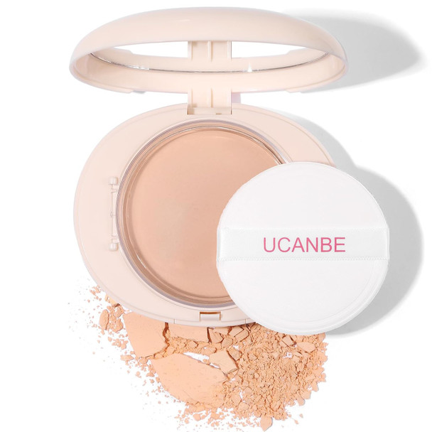Ucanbe 2-In-1 Pressed Face Powder & Foundation Makeup Matte Oil Control Flawless Setting Powder Korean MakeupWaterproof Long Lasting Finishing Powder (Natural)