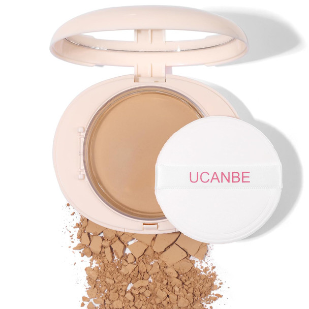 Ucanbe 2-In-1 Pressed Face Powder & Foundation Makeup Matte Oil Control Flawless Setting Powder Korean MakeupWaterproof Long Lasting Finishing Powder (Natural)