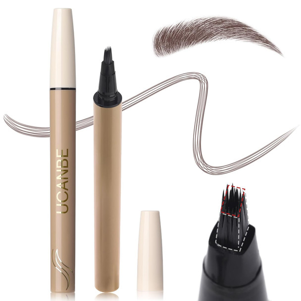 Ucanbe Wild Natural Liquid Brow Pen - Microblading Eyebrow Pencil With Brow-Fection Angled Brush Waterproof Soft Bristles Natural-Looking Brows Last All Day For Women Girls Makeup Brown