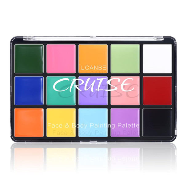 Ucanbe Face Body Paint Oil Professional 15 Colors Fx Makeup Palette- Non Toxic Hypoallergenic Safe Facepaint For Halloween Cosplay Costumes Parties And Festivals