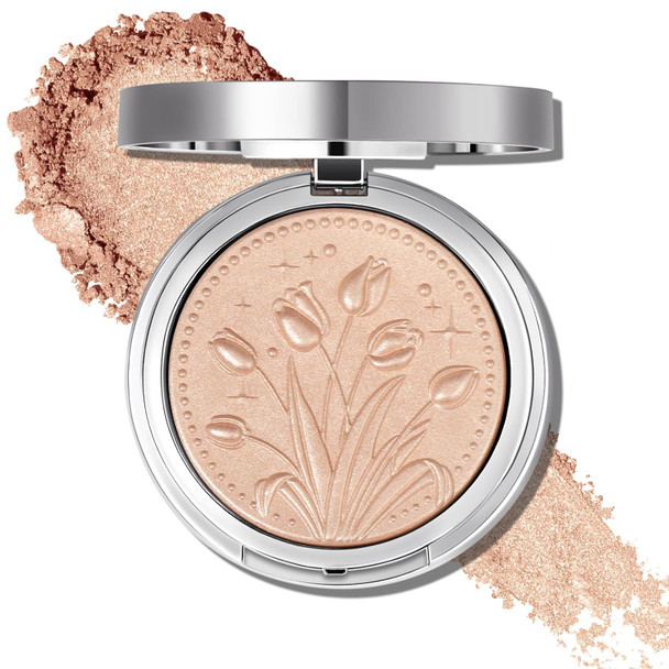 Ucanbe Sparkle Bomb Baked Highlighter Powder Highlighter Makeup High Glossy Illuminator Palette For Face & Body Weightless And Buildable (04 Champagne)