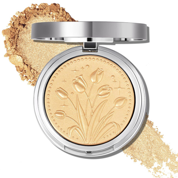 Ucanbe Sparkle Bomb Baked Highlighter Powder Highlighter Makeup High Glossy Illuminator Palette For Face & Body Weightless And Buildable (04 Champagne)