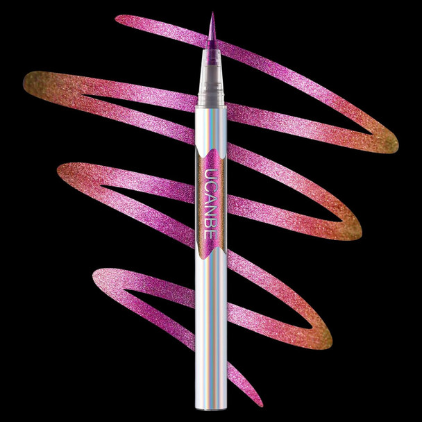Ucanbe Chameleon Liquid Eyeliner - Green Cyan Blue Multi-Chrome Metallic Shift Eyeliner Waterproof Glitter Eyeliner With Soft Fine Tip For Multi-Dimensional Eye Looks