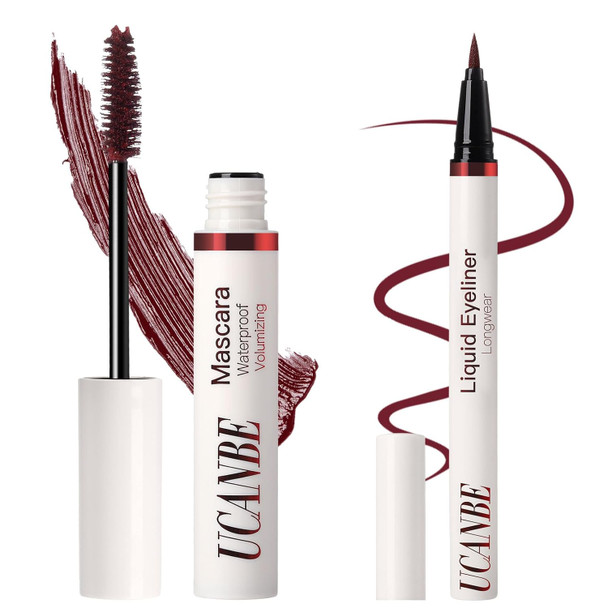 Ucanbe Brown Mascara And Liquid Eyeliner Set Waterproof Colored Eye Makeup Duo - Enhance Your Gaze With Natural Lasting Lift & Curl For Lashes And Pigmented Smudge-Proof Eye Liner
