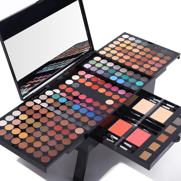 Ucanbe All In One Makeup Kit - Professional Eyeshadow Lip Gloss Concealer Eyeliner Contour Eyebrow Powder Face Blusher Highlighter & Makeup Brushes For Women & Girls