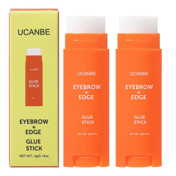 Ucanbe 2-In-1 Eyebrow & Edge Glue Stick Waterproof Clear Brow Gel Transfer-Proof Extreme Hold Quick-Dry Lightweight For Styling Fixing Baby Hair & Makeup