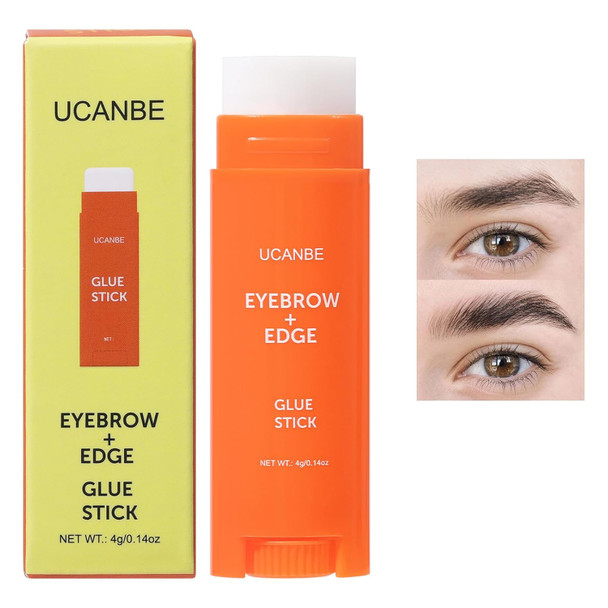 Ucanbe 2-In-1 Eyebrow & Edge Glue Stick Waterproof Clear Brow Gel Transfer-Proof Extreme Hold Quick-Dry Lightweight For Styling Fixing Baby Hair & Makeup