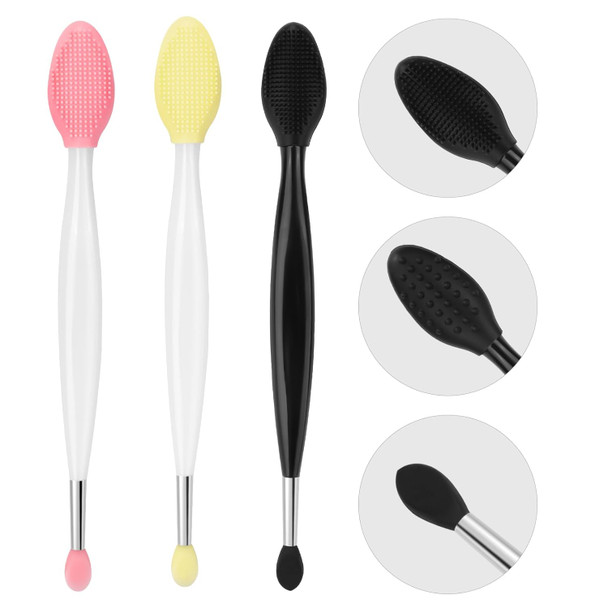 Unaone Lip Scrub Brush - 2 Pcs Dual-Ended Lip Scrubber Exfoliator And Silicone Lip Brush 3-In-1 Silicone Lip Scrub Tool Lip Mask Applicator Gentle Exfoliator & Applicator For Soft
