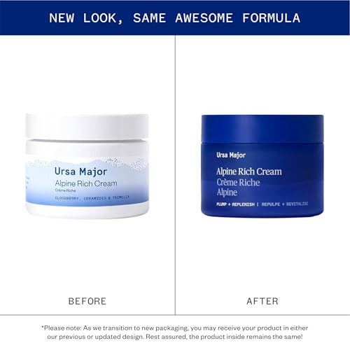Ursa Major Alpine Rich Cream | Deeply Hydrating & Moisturizing Natural Face Lotion | Supports Skin Barrier And Targets Fine Lines | Vegan Non-Toxic Cruelty-Free | 1.69 Ounce