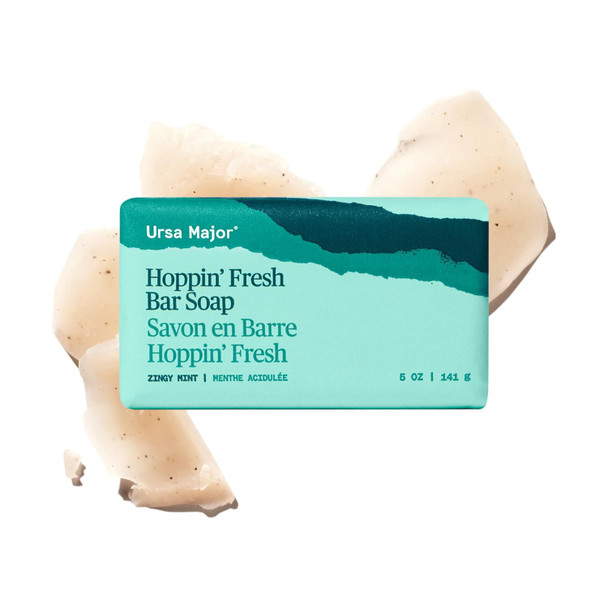 Ursa Major Hoppin' Fresh Bar Soap | Formerly Known As Morning Mojo Bar Soap | Natural Exfoliating Soap With Peppermint Eucalyptus And Rosemary | Formulated For Men And Women | 5 Ounces