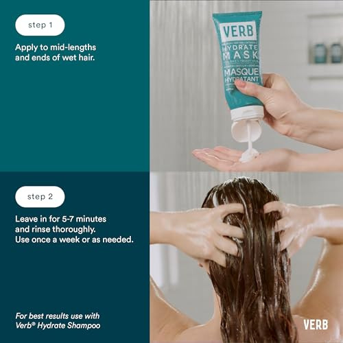 Verb Hydrate Mask 6.8 Fl Oz - Intense Moisture For Dry + Frizzy Hair - Smooth + Detangle - Amber + Warm Jasmine Scent
