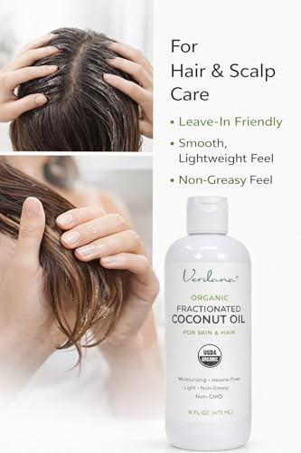 Verdana Organic Fractionated Coconut Oil For Skin & Hair Lightweight Fast Absorbing Carrier Oil For Essential Oils Body & Scalp Care Usda Organic Unscented