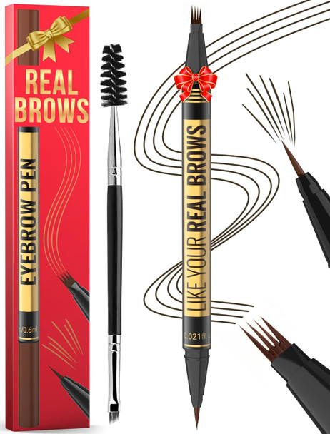 Vevivia Beauty Eyebrow Pen - Microblading Eyebrow Pencil With Micro-Fork Tip & Precision Tip For Natural Brows Eyebrow Pencils For Women Dual-Ended Brow Brush Waterproof Dark Brown