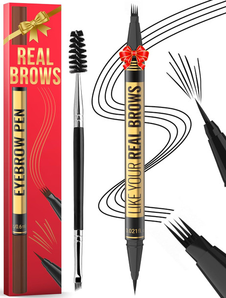 Vevivia Beauty Eyebrow Pen - Microblading Eyebrow Pencil With Micro-Fork Tip & Precision Tip For Natural Brows Eyebrow Pencils For Women Dual-Ended Brow Brush Waterproof Dark Brown