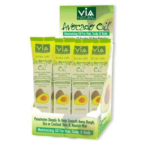 Via Natural Ultra Care Avocado Oil Concentrated Natural Oil 1.5Oz - Promotes Longer Stronger Healthier Hair - 3 Pack
