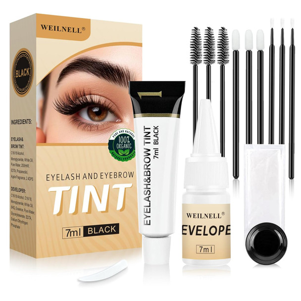 Weilnell Eyelash & Eyebrow Color Kit Professional Instant Dark Brown Lash & Brow Color Kit Eye Lash & Eye Brow Coloring Set With Natural Bushy Results Easy To Use & Salon At Home 7Ml (Dark Brown)