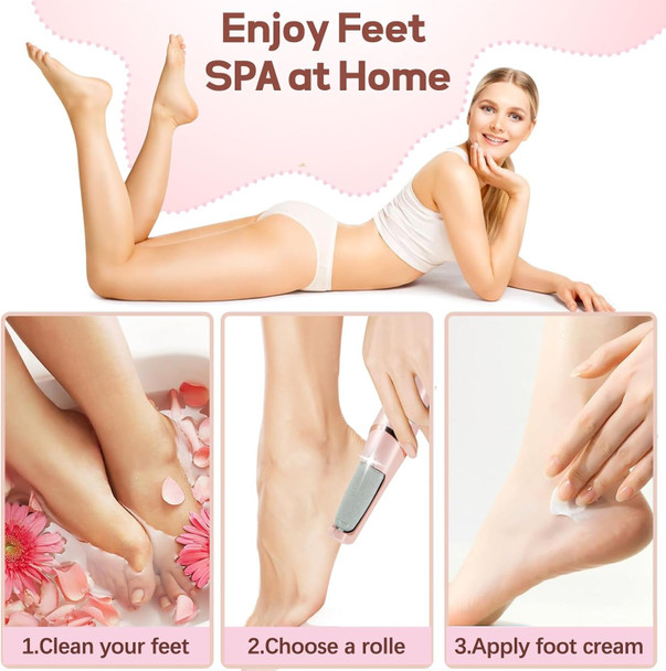 Zaboul Callus Remover For Feet Electric Foot Callus Remover Rechargeable Pedicure Tools Smooth Pedicure Wand Electronic Foot File Feet Care For Removes Dry Hard & Dead Skin Ideal