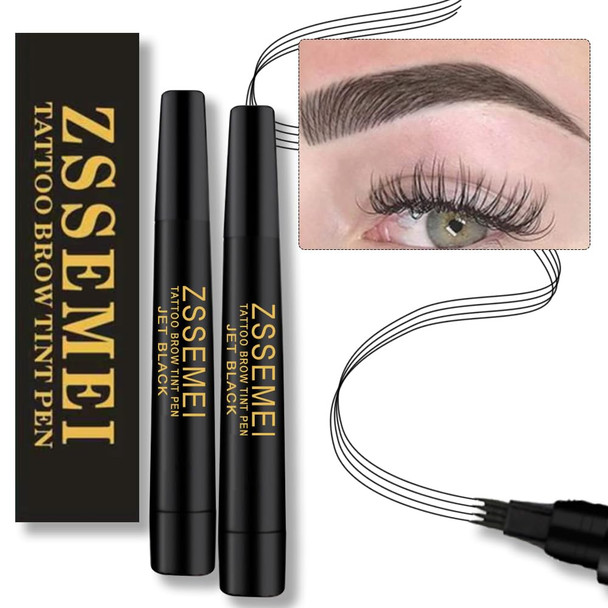 Zssemei Waterproof Eyebrow Pen For Women - Microblading Tattoo Eye Brow Pencil Long Lasting All Day Creates Natural Looking (Brunette - 2 Pcs)