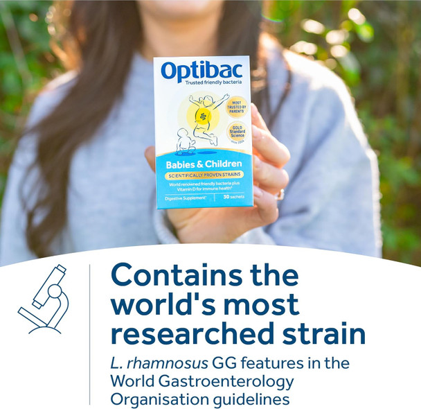 Optibac Probiotics Babies & Children - Kids Probiotic + Vitamin D for Immune Support - Most Trusted By Parents - 30 Sachets