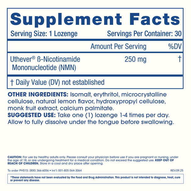 ProHealth NMN Pro Lozenges (30 Lozenges) Clinically Studied Uthever® NMN. NAD+ Precursor for Cellular Energy Mitochondrial Support & Healthy Aging. USA Manufactured Triple Lab-Tested