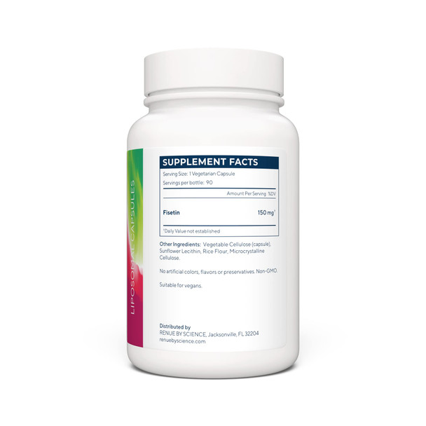 Renue By Science Fisetin | 90 Liposomal Fisetin Supplements - 150mg Fisetin per Serving | Senolytic Supplements | Bioavailable Formula for Increased Absorption | Non-GMO & Made in the USA