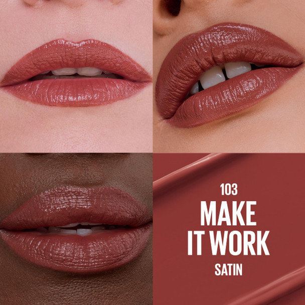 MAYBELLINE Serum Lipstick Hydrating Lip Makeup with 8HRs of Lip Plumping Moisture with Hyaluronic Acid + Oil Blend Make It Work