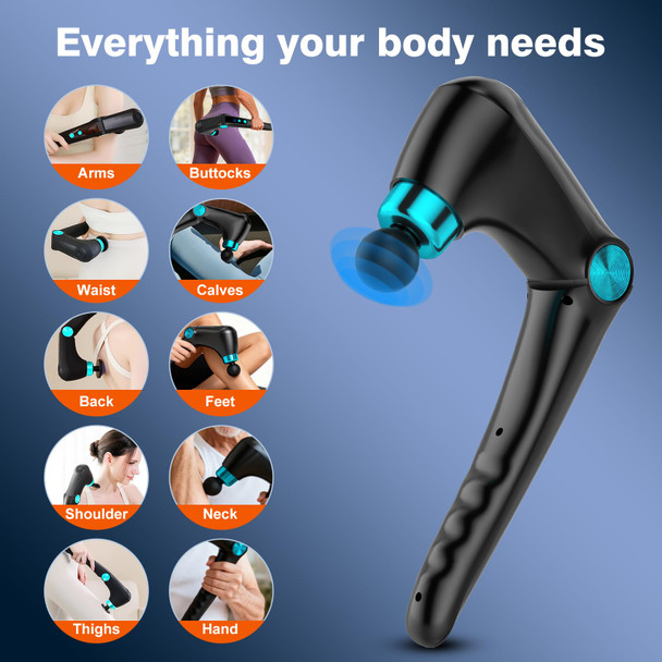 patpaw Back Massager with Heat & Cold Therapy, Foldable Deep Tissue Massage Gun for Back & Shoulders, Cordless Percussion Massager for Pain Relief, 9 Speeds, 10 Heads