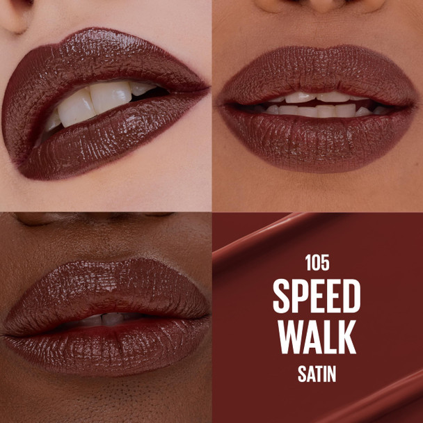 MAYBELLINE Serum Lipstick Hydrating Lip Makeup with 8HRs of Lip Plumping Moisture with Hyaluronic Acid + Oil Blend Speed Walk