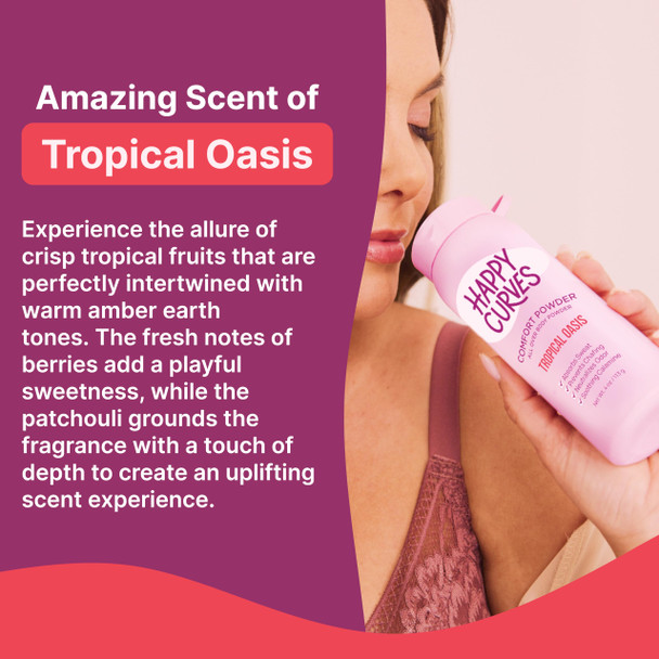 HAPPY CURVES Comfort Powder: Talc Free Anti Chafe Body & Foot Dusting Powder Deodorant to Control Inner Thigh Chafing Private Areas and All Over Body for Women 4 oz.