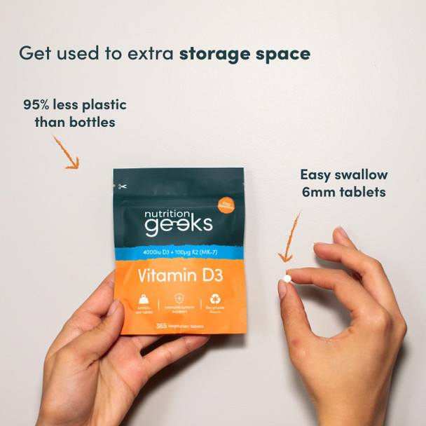 Vitamin D3 4000 iu & Vitamin K2 MK7 100μg - 1 Year Supply 365 Easy-Swallow Vitamin D3 K2 Tablets 1-A-Day High Strength Vegetarian D3 and K2 Vitamin Supplements UK Made Vitamin D Tablets