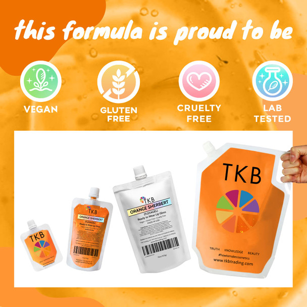 TKB Jelly Gloss (Flexagel)| Lip Gloss Base for DIY Lip Gloss| Ready-To-Formulate| Moisturizing High Shine Fruity Scent Vegan Gluten and Cruelty free| Made in USA (Orange Sherbert 1oz (30gr))