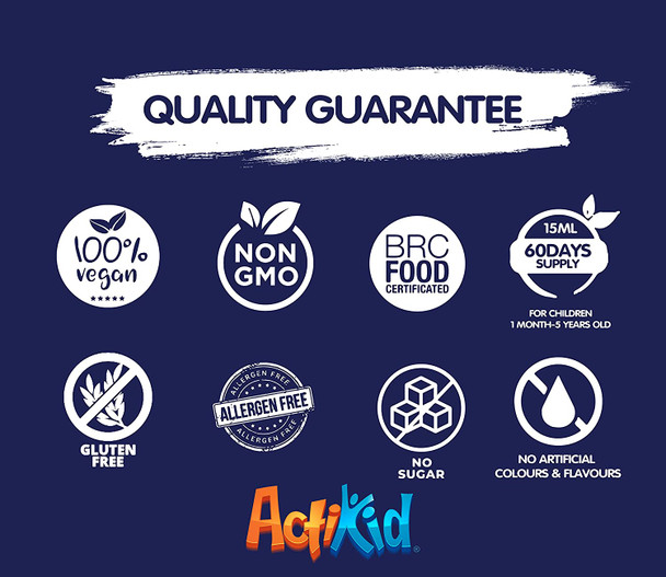 ActiKid Vitamin C Drops 100mg per 1ml - 15ml for Infants and Children | Vegan | Sugar Free | Preservative Free | No Allergens | Baby | Vitamin C Supplement | Immune Support