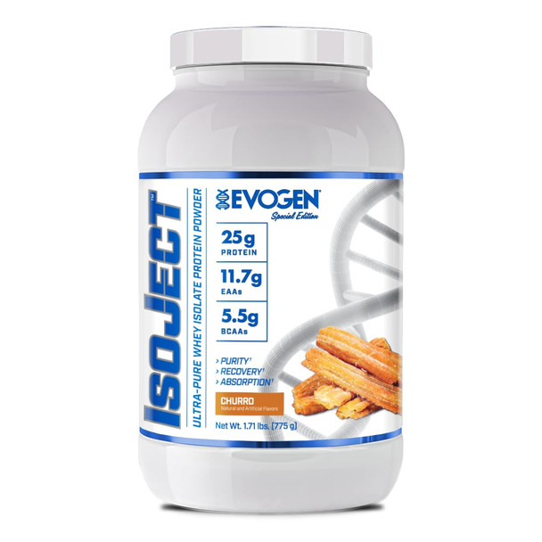 Evogen Isoject - Whey Protein Isolate | Ultra-Pure Whey Protein Powder with Ignitor Enzymes BCAAs and EAAs | Enhanced Absorption & Recovery | Churro | 25 Servings