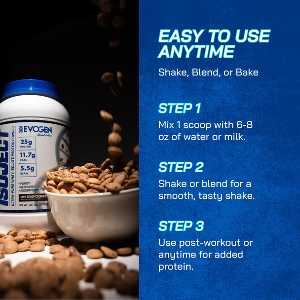 Evogen Isoject - Whey Protein Isolate | Ultra-Pure Whey Protein Powder with Ignitor Enzymes BCAAs and EAAs | Enhanced Absorption & Recovery | Mini Crisp Cookies | 25 Servings