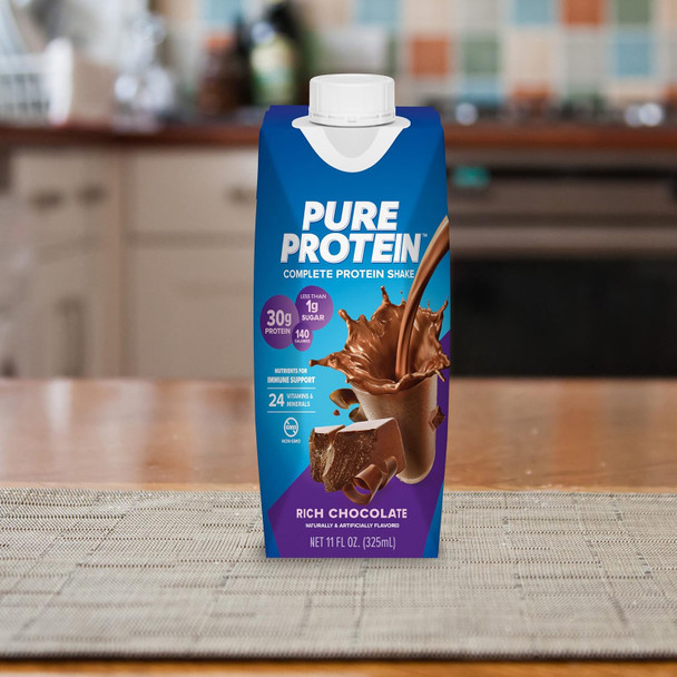 Pure Protein Chocolate Protein Shake, 30g Complete Protein, Ready to Drink and Keto-Friendly, Vitamins A, C, D, and E plus Zinc to Support Immune Health, 11oz Bottles, 12 Pack Visit the Pure Protein Store