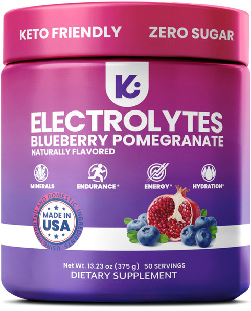 Keppi Electrolytes Powder – Blueberry Pomegranate Flavor 50 Servings – No Sugar Hydration Supplement with Potassium, Magnesium, Sodium – Keto, Vegan, Fasting-Friendly, Zero Calorie Electrolyte Drink