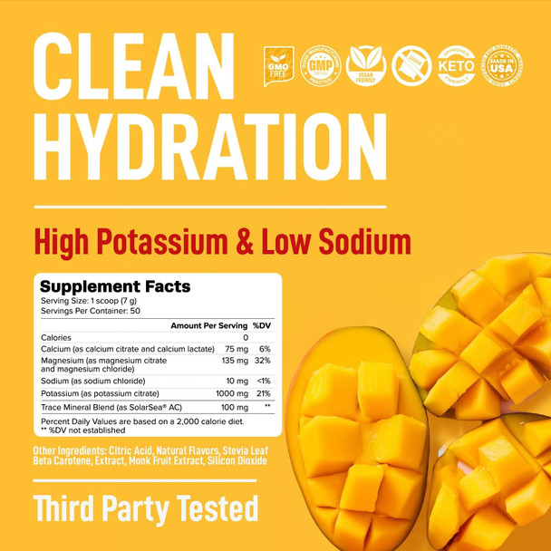 Keppi Electrolytes Powder – Mango Flavor 50 Servings – Zero Sugar Electrolytes with Potassium, Magnesium, Sodium - Fasting & Keto Friendly - Hydration & Daily Energy – Clean Electrolyte Drink