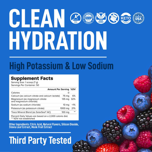 Keppi Mixed Berry Electrolytes Powder 50 Servings – Sugar Free Electrolytes Drink Mix with Potassium, Magnesium & Sodium – Keto Hydration Electrolytes – Fasting-Friendly, Low-Calorie