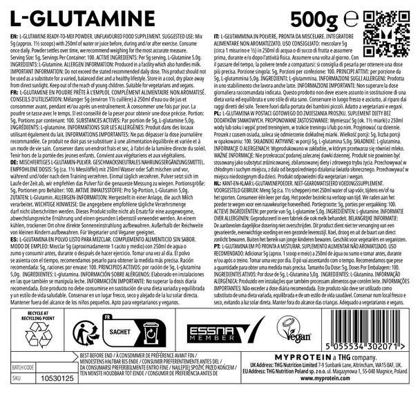 MyProtein Unflavoured L Glutamine - 500g