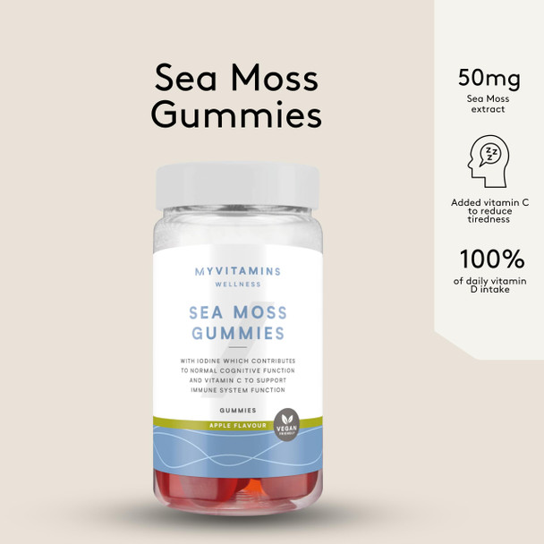 Myprotein Sea Moss Gummies | 350mg Sea Moss Extract | Supports Immune & Thyroid Function | Rich in Vitamin C D & Iodine | Apple Flavor | Vegan Non-GMO Supplement | 60 Gummies