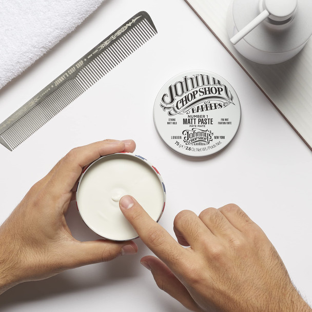 JOHNNY’S CHOP SHOP #1 Men's Hair Styling Matte Paste Pro-Quality Strong Hold Lasting Texture Natural Look Soybean Oil Protection & Hydration 2.6 oz