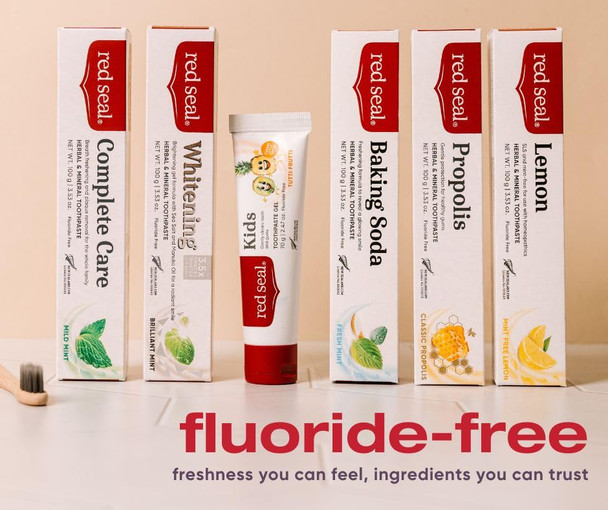Red Seal Fluoride Free Whitening Toothpaste - Mint - Vegan Friendly Cruelty Free No Synthetic Colors or Artificial Flavors NATRUE Certified Natural Ingredients Paraben & SLS Free 3.53 oz