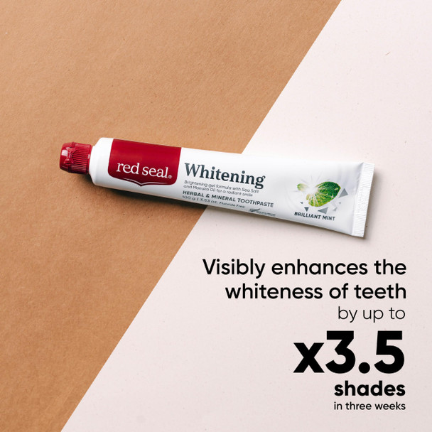 Red Seal Fluoride Free Whitening Toothpaste - Mint - Vegan Friendly Cruelty Free No Synthetic Colors or Artificial Flavors NATRUE Certified Natural Ingredients Paraben & SLS Free 3.53 oz