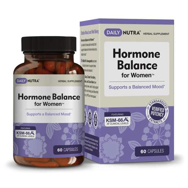 Hormone Balance - Women's Serotonin Supplement - KSM-66 Ashwagandha Dong Quai Chaste Tree Berry Rhodiola & Cocoa Bean Extracts - for Female Hormones PMS Menopause (60 Capsules)