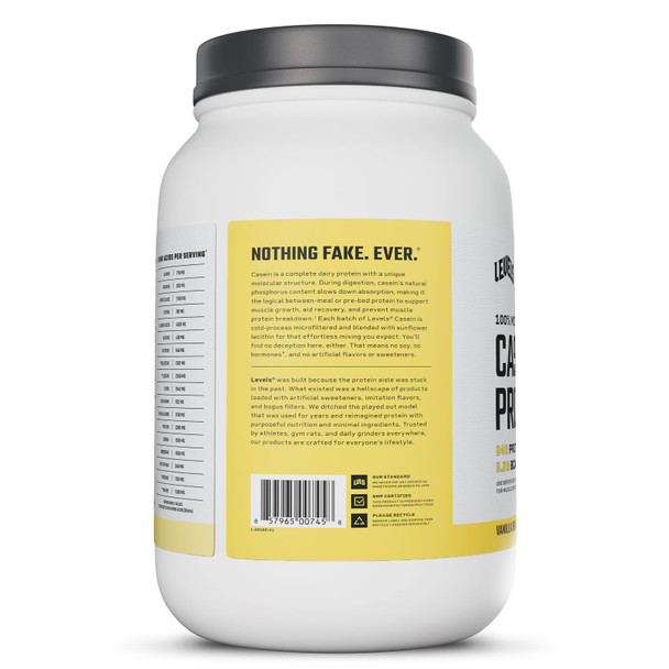 Levels 100% Micellar Casein Protein Hormone Free Vanilla Bean 2LB