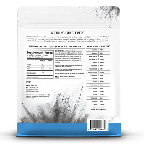 Levels Collagen Peptides No Artificial Ingredients 11G of Collagen Unflavored 1LB