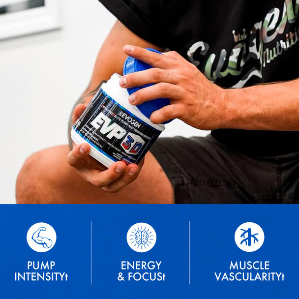 Evogen EVP 3D - Stim Free Pre Workout Powder for Men & Women | Sugar Free Non Stim Preworkout with Beta Alanine and Creatine for Energy & Pump | Blueberry Apple | 40 Servings